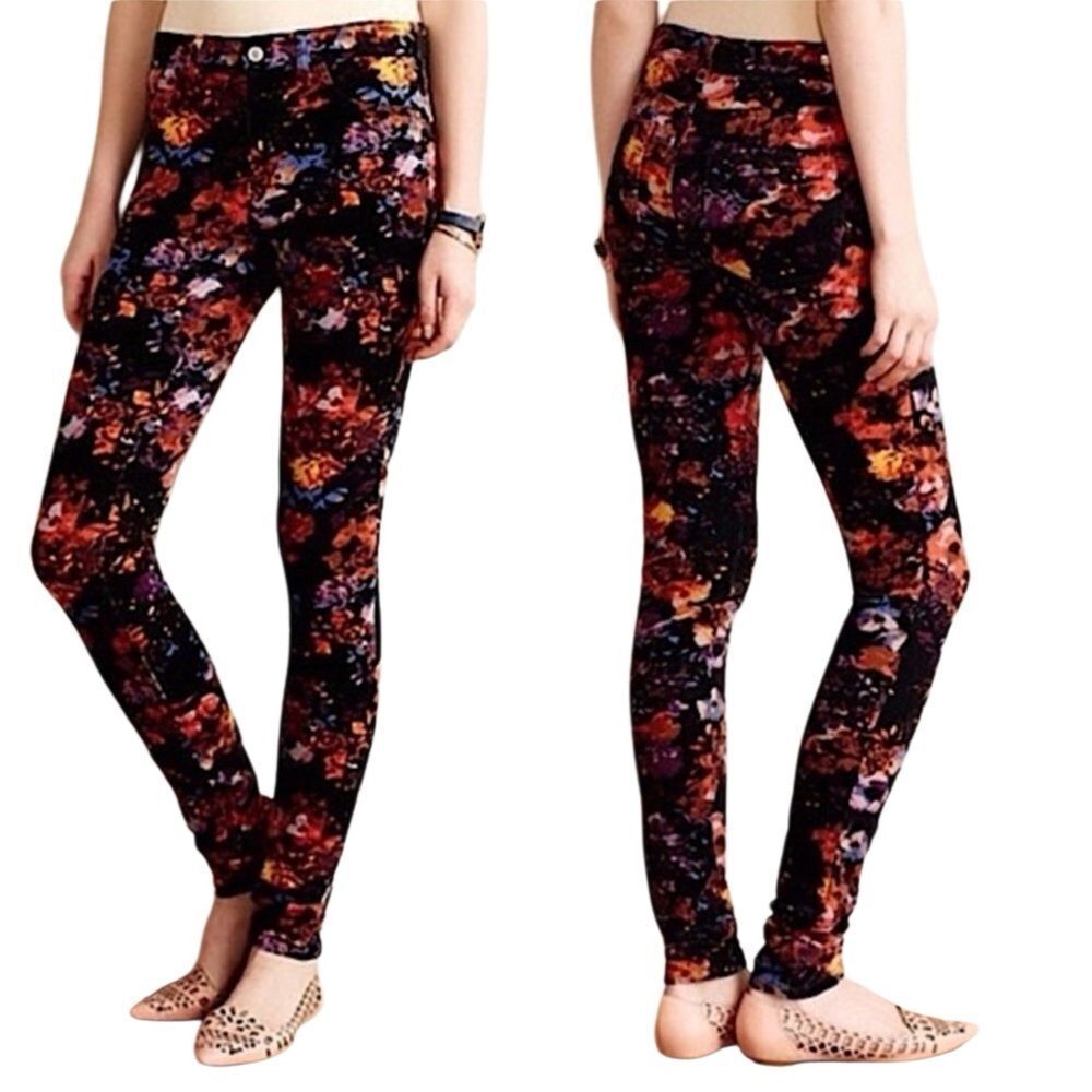 Anthropologie Pilcro Serif Floral Cords Skinny Pants Size 31